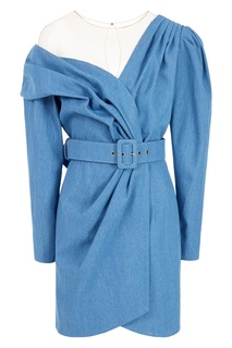 Асимметричное голубое платье с драпировкой Alena Akhmadullina