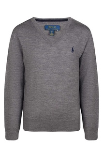 Серый пуловер с логотипом Ralph Lauren Kids