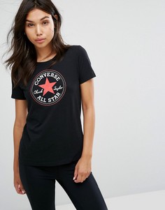 Черная футболка с логотипом Converse Chuck - Черный