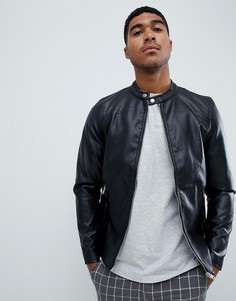 Черная байкерская куртка Pull&Bear - Черный Pull&;Bear