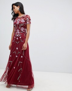 Декорированное платье макси ягодного цвета Frock And Frill - Красный