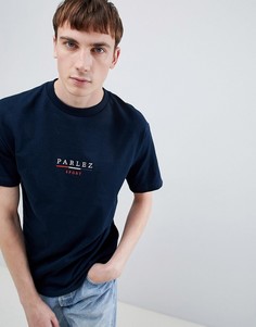 Темно-синяя футболка с вышивкой логотипа Parlez - Темно-синий