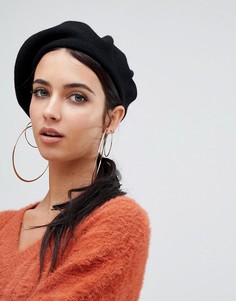 Черный полушерстяной берет Missguided - Черный