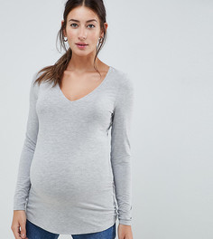 Серый лонгслив с V-образным вырезом ASOS DESIGN Maternity - Серый