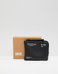 Черный бумажник из искусственной кожи на молнии с принтом ASOS DESIGN - Черный