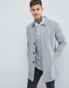 Серый непромокаемый однобортный тренч ASOS DESIGN - Серый