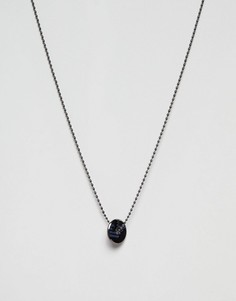 Ожерелье темно-серого цвета металлик с круглой подвеской-логотипом Emporio Armani - Серебряный