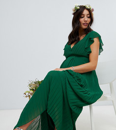 Платье макси с плиссированной юбкой TFNC Maternity - Зеленый