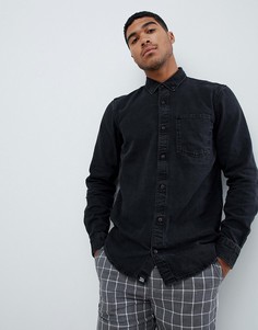 Черная джинсовая рубашка Pull&Bear - Черный Pull&;Bear
