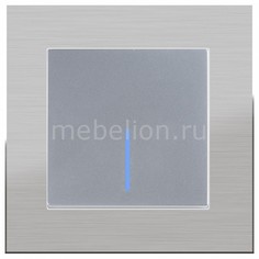 Выключатель одноклавишный с подсветкой без рамки Aluminium(Серебряный) WL06-SW-1G-C +WL06-SW-1G-LED Werkel