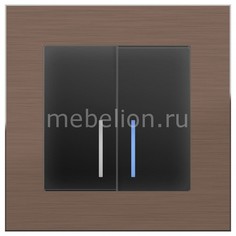 Выключатель проходной двухклавишный с подсветкой без рамки Aluminium (Черный матовый) WL08-SW-1G+WL08-SW-2G-2W-LED Werkel