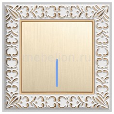 Выключатель одноклавишный с подсветкой Antik (Шампань рифленый) WL10-SW-1G-2W-LED+WL10-SW-1G-LED Werkel