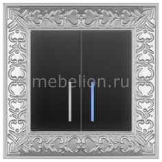 Выключатель двухклавишный с подсветкой Antik (Черный матовый) WL08-SW-2G-2W+WL08-SW-2G-LED Werkel