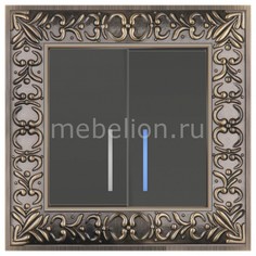 Выключатель двухклавишный с подсветкой Antik (Серо-коричневый) WL07-SW-2G-2W+WL07-SW-2G Werkel