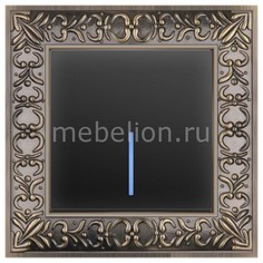 Выключатель проходной одноклавишный с подсветкой Antik (Черный матовый) WL08-SKGSC-01-IP44+WL08-SW-1G-2W-LED Werkel