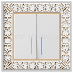Выключатель проходной двухклавишный с подсветкой Antik (Белый) WL01-SW-2G-2W +WL01-SW-2G-2W-LED Werkel