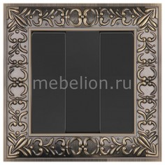 Выключатель трехклавишный Antik (Черный матовый) WL08-SW-2G+WL08-SW-3G Werkel