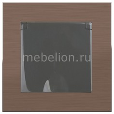Розетка влагозащищенна с заземлением с крышкой со шторками Aluminium (Серо-коричневый) WL07-SKGS-USBx2-IP20+WL07-SKGSC-01-IP44 Werkel