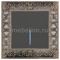 Выключатель одноклавишный с подсветкой Antik (Серо-коричневый) WL07-SW-1G-C +WL07-SW-1G-LED Werkel