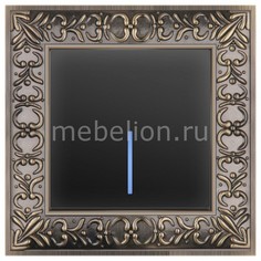 Выключатель одноклавишный с подсветкой Antik (Черный матовый) WL08-SW-1G-C +WL08-SW-1G-LED Werkel