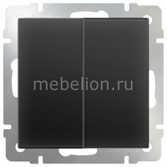 Выключатель проходной двухклавишный без рамки Черный матовый WL08-SW-2G-2W Werkel
