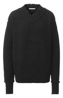 Шерстяной пуловер с декоративными разрезами Helmut Lang
