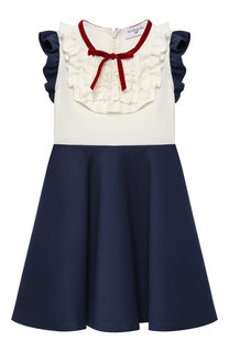 Платье из вискозы с оборками и бантом Monnalisa