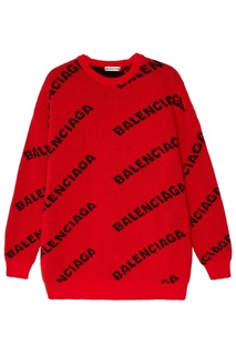 Красный джемпер с логотипами Balenciaga
