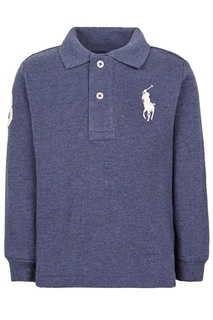 Серое поло с контрастным логотипом Ralph Lauren Kids