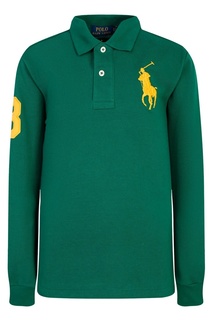 Зеленое поло с контрастным логотипом Polo Ralph Lauren Kids