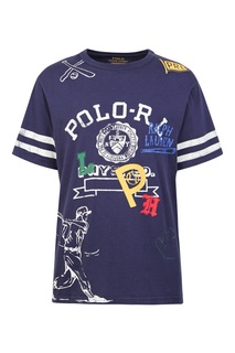 Синяя футболка с принтом Ralph Lauren Kids