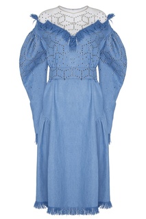 Голубое платье миди с отделкой Alena Akhmadullina