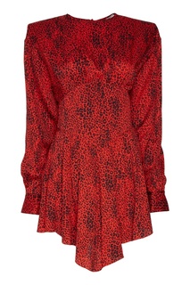 Красное платье с леопардовым принтом Alessandra Rich