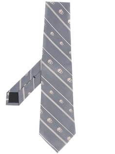 галстук с полосками и черепами Alexander McQueen
