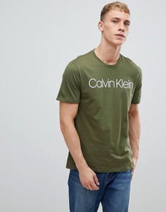 Футболка оливкового цвета с логотипом Calvin Klein - Зеленый