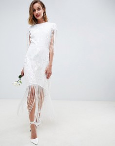 Свадебное платье с вышивкой и бахромой ASOS EDITION - Белый