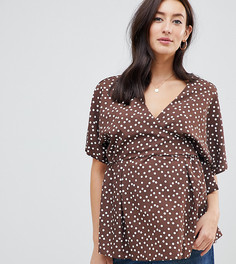 Топ в горошек с запахом и рукавами кимоно ASOS DESIGN Maternity - Мульти