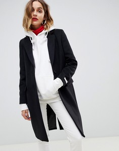 Облегающее пальто с контрастной отделкой Gianni Feraud - Черный