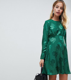 Атласное платье с принтом роз Y.A.S Petite - Зеленый