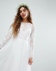 Платье макси с вышивкой на лифе ASOS EDITION - Белый