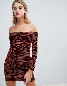 Трикотажное платье мини в тигровую полоску Missguided - Мульти