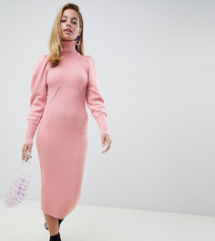 Платье-джемпер средней длины в рубчик Lost Ink Petite - Розовый