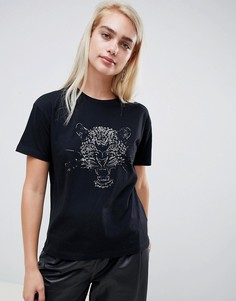 Свободная футболка с леопардом Moss Copenhagen - Черный