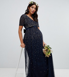 Темно-синее платье макси с V-образным вырезом и пайетками Maya Maternity - Темно-синий