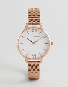 Розово-золотистые часы-браслет с белым циферблатом Olivia Burton OB16DEW01 - Золотой