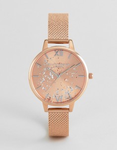 Часы цвета розового золота с сетчатым браслетом Olivia Burton OB16GD12 - Мульти