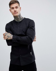 Черная узкая строгая рубашка с воротником на пуговице Religion - Черный