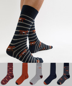 Комплект из 5 пар разноцветных носков с принтом River Island - Черный