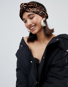 Бархатная повязка на голову с леопардовым принтом River Island - Мульти