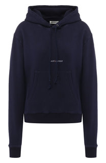Хлопковый пуловер с капюшоном Saint Laurent